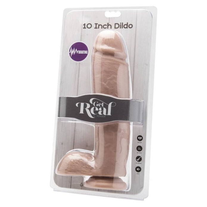 GET REAL - 25,5 cm , Realistinen dildo kiveksillä ja värinällä