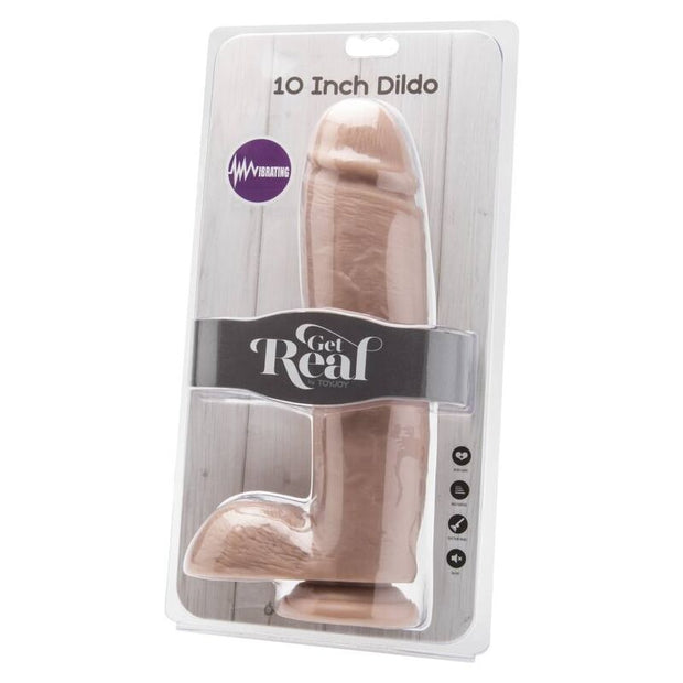GET REAL - 25,5 cm , Realistinen dildo kiveksillä ja värinällä