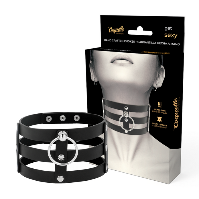 COQUETTE CHIC DESIRE - VEGANSK LÄDER CHOKER I FETISCHSTIL