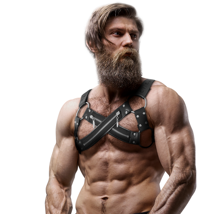 FETISH SUBMISSIVE ATTITUDE - Säädettävät  Bulldog-rintavaljaat vetoketjulla