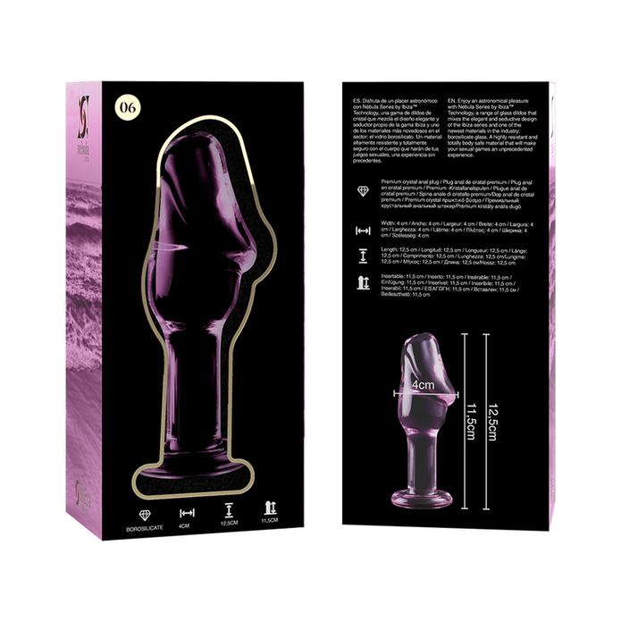 NEBULA SERIES BY IBIZA - MODEL 6 ANAL PLUG BOROSILICATE GLASS PINK 12.5 CM -O- 4 CM