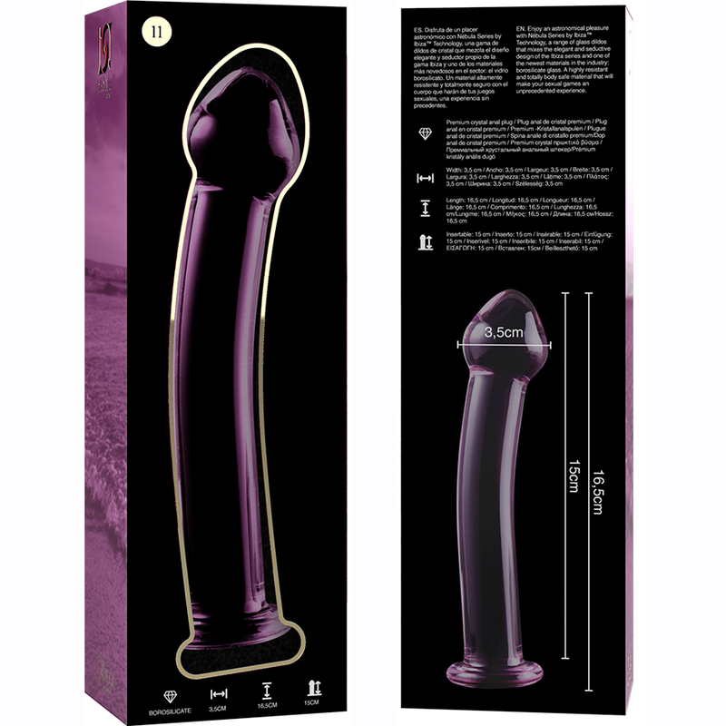 NEBULA SERIES BY IBIZA - Borosilikaattilasidi dildo pinkki 16 cm Ø 3 cm