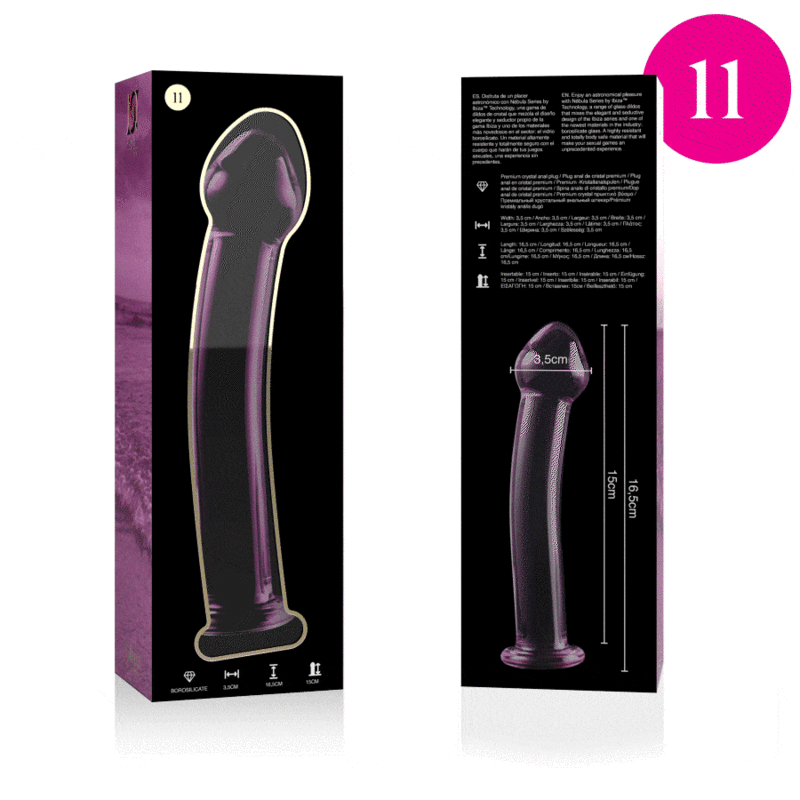 NEBULA SERIES BY IBIZA - Borosilikaattilasidi dildo pinkki 16 cm Ø 3 cm