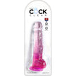 KING COCK -Läpinäkyvä realistinen dildo 16,5cm kiveksillä, violetti