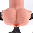 FETISH FANTASY SERIES - ADJUSTABLE HARNESS REMOTE CONTROL REALISTIC PENIS WITH RECHARGEABLE TESTICLES AND VIBRATOR 15 CM