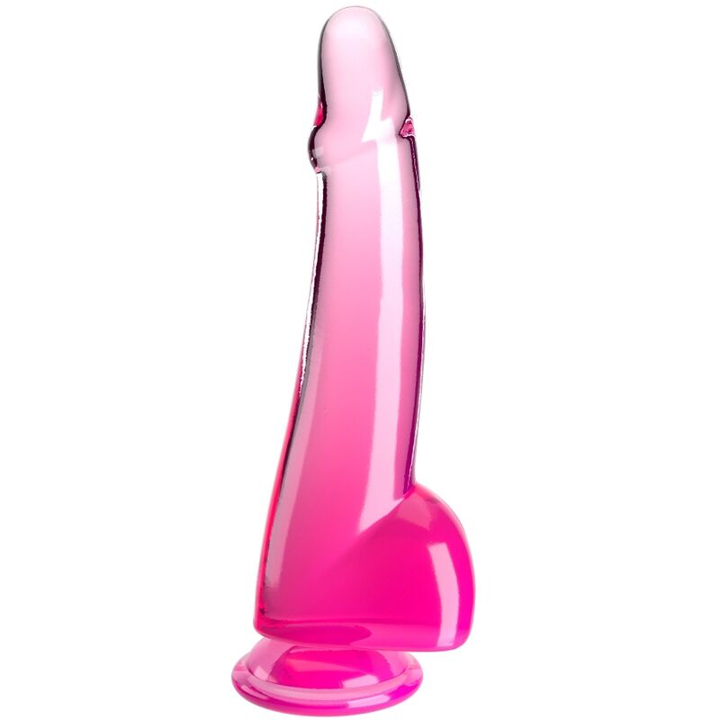 KING COCK -Läpinäkyvä realistinen dildo 19cm kiveksillä, violetti