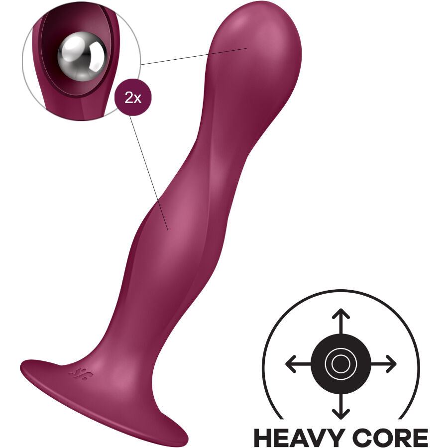 SATISFYER - DOUBLE BALL-R - DILDO GARNET