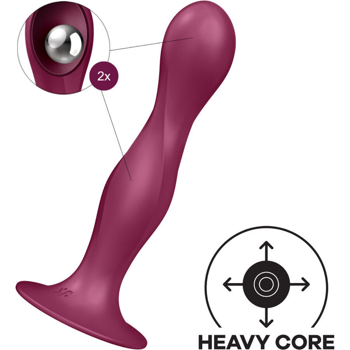 SATISFYER - DOUBLE BALL-R - DILDO GARNET