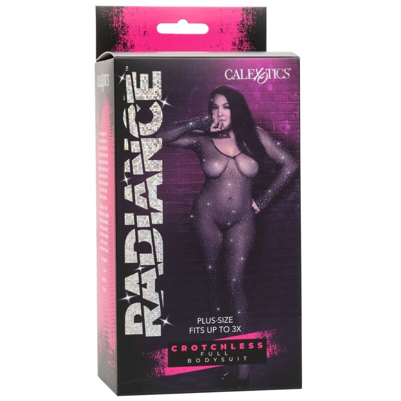 CALEXOTICS - Plus Size kokovartalobody reikäosalla ja strasseilla