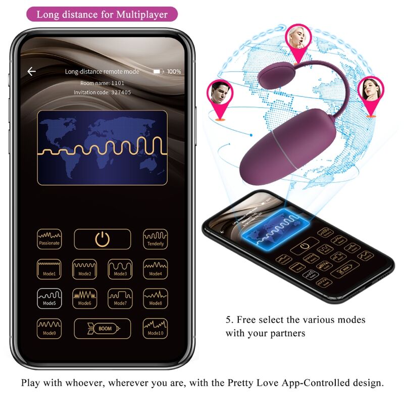 PRETTY LOVE - NYMPH värisevä vibraatiomuna sovellusohjauksella, lila