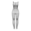 SUBBLIME - 952112 FISHNET BODYSTOCKING WITH DETAILS ON THE CHEST AND BELLY BLACK ONE SIZE