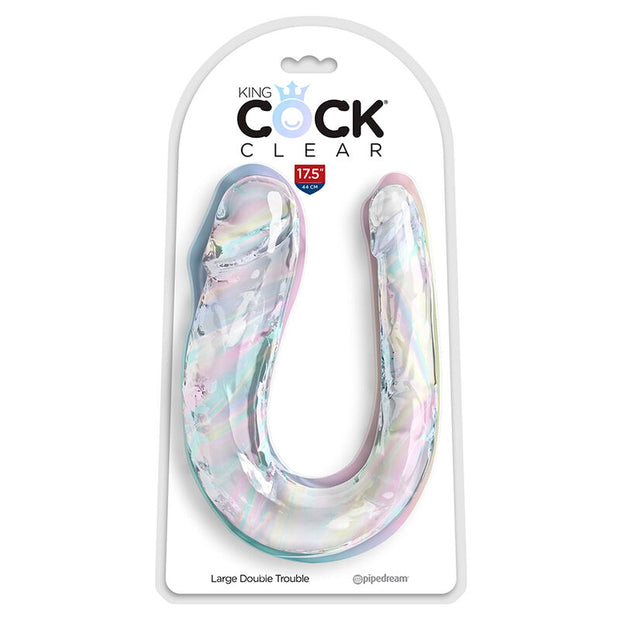 KING COCK - Double Trouble - Kaksipäinen dildo, kirkas 44 cm