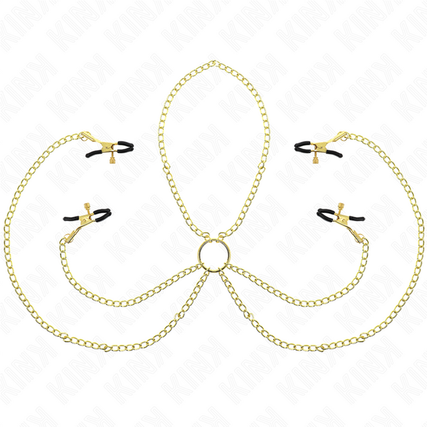 KINK - 4 NIPPLE AND CLIT CLAMPS ADJUSTABLE GOLD
