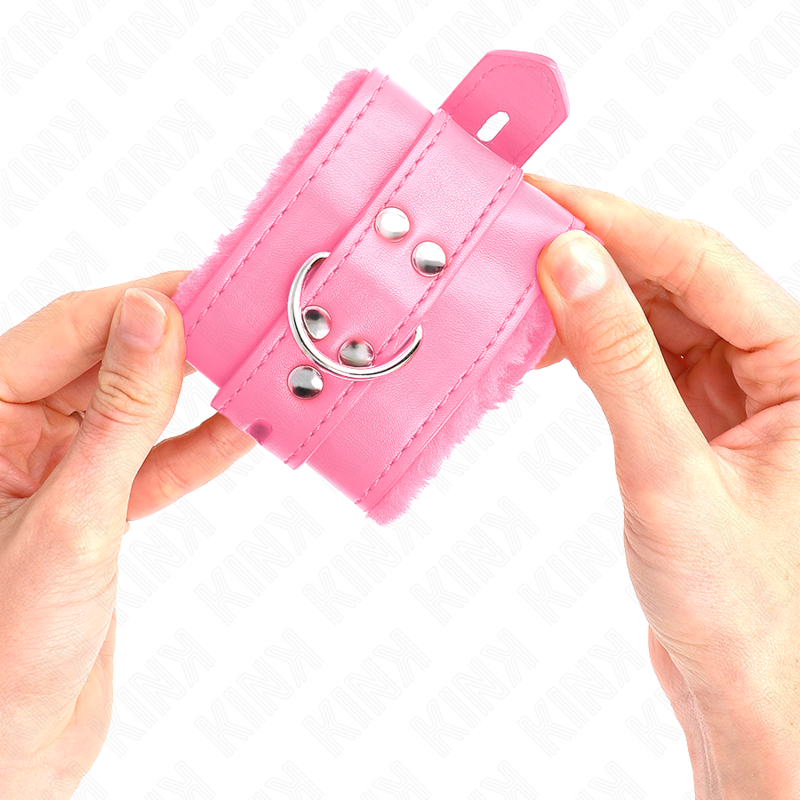 KINK - Karvavuoratut, vaaleanpunaiset rannekahleet, säädettävä 17–29 cm x 6 cm 