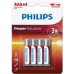 PHILIPS - AAA LR03 alkaliparisto 4 kpl blisterissä