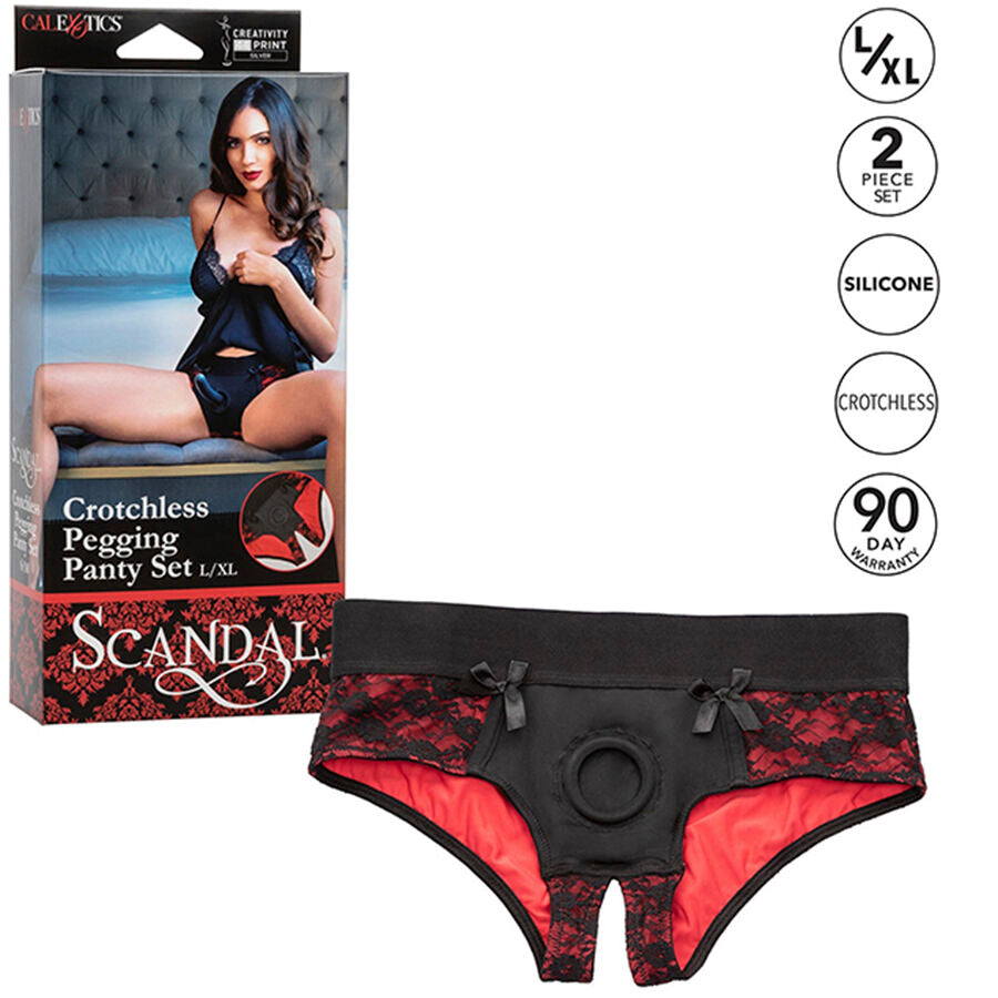 CALEXOTICS – SCANDAL HAAROISTA AVOIN PIKKUHOUSUSETTI DILDOLLA, KOKO L/XL