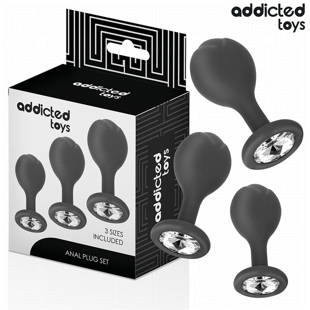 ADDICTED TOYS - SET OF 3 ANAL PLUG SILICONE WITH JEWEL