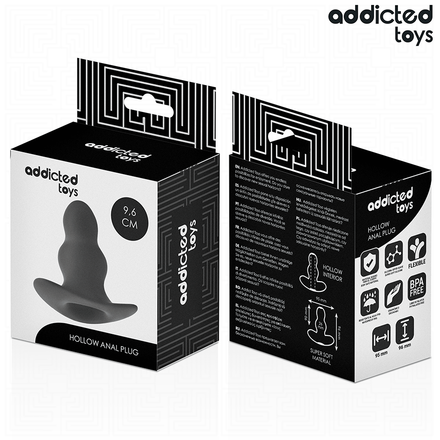 ADDICTED TOYS - Keskikokoinen silikoninen ontto anaalitappi 9,6 cm