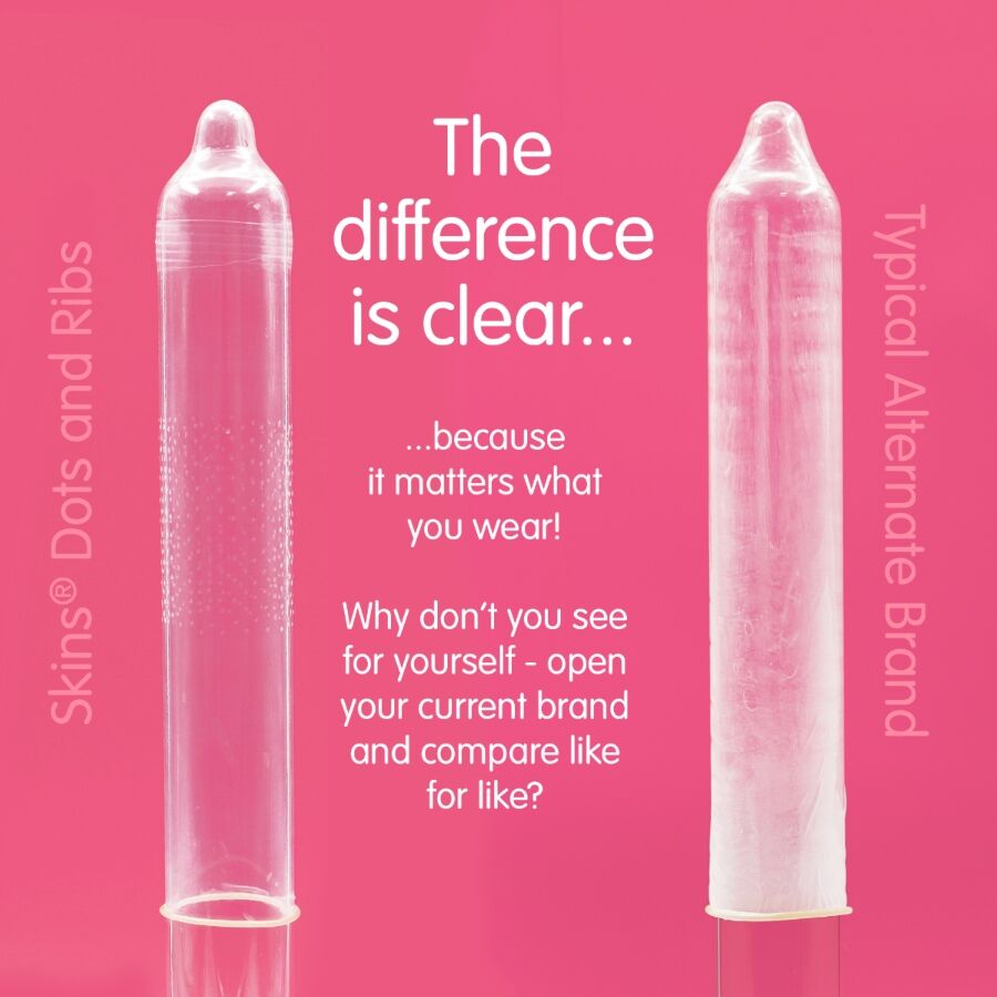 SKINS - Kuviolliset Dots & Ribs -kondomit 4 kpl