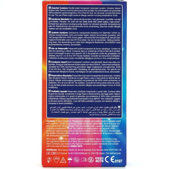 SKINS - 8 kpl erilaista premium-kondomia 