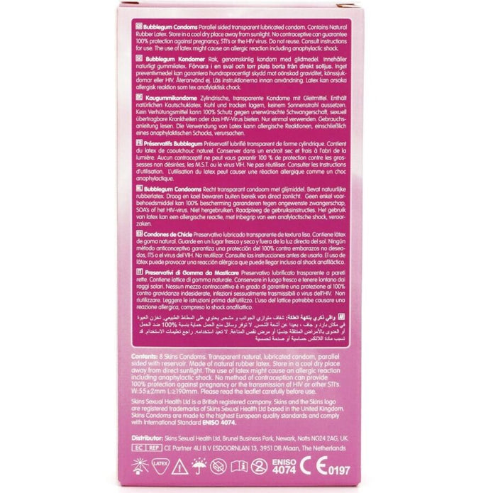 SKINS - Bubblegum 8 kpl makukondomit