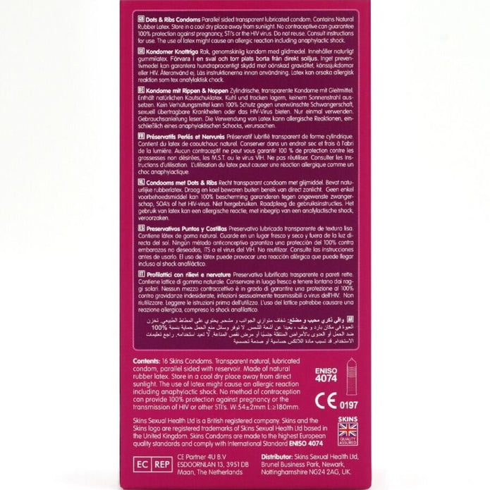SKINS - DOTS & RIBS PREMIUM CONDOMS PACK 16