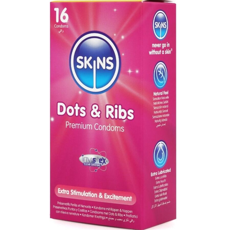 SKINS - DOTS & RIBS PREMIUM CONDOMS PACK 16