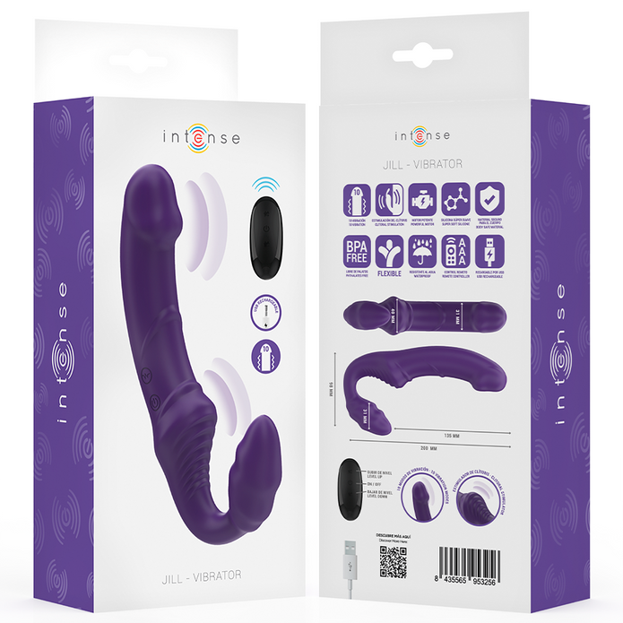 INTENSE - JILL DOUBLE VIBRATOR 20 CM PURPLE REMOTE CONTROL