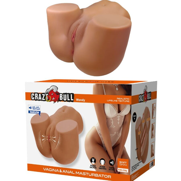 CRAZY BULL - WENDY REALISTIC FEMALE BUTT VIBRATOR AND SUCKER WITH SOUND 11 KG