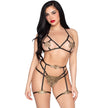 LEG AVENUE - 89364 BRA + THONG + HARNESS LUXURIOUS SET - ONE SIZE