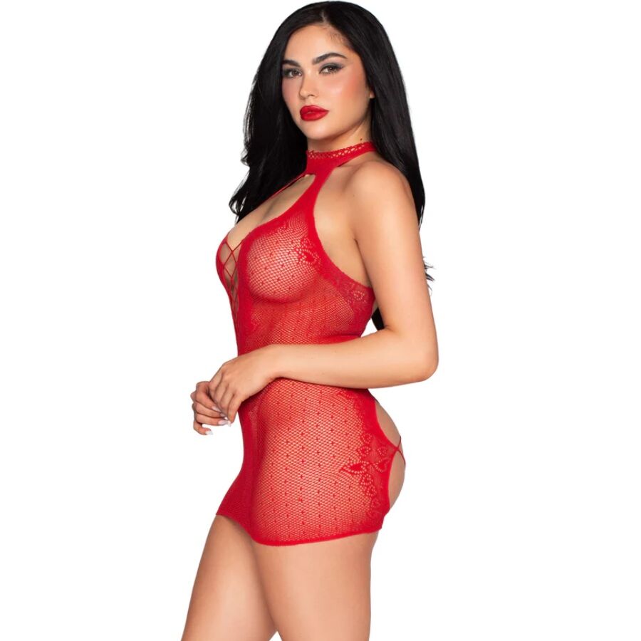 LEG AVENUE - 81675 HALTER MINI DRESS RED - ONE SIZE