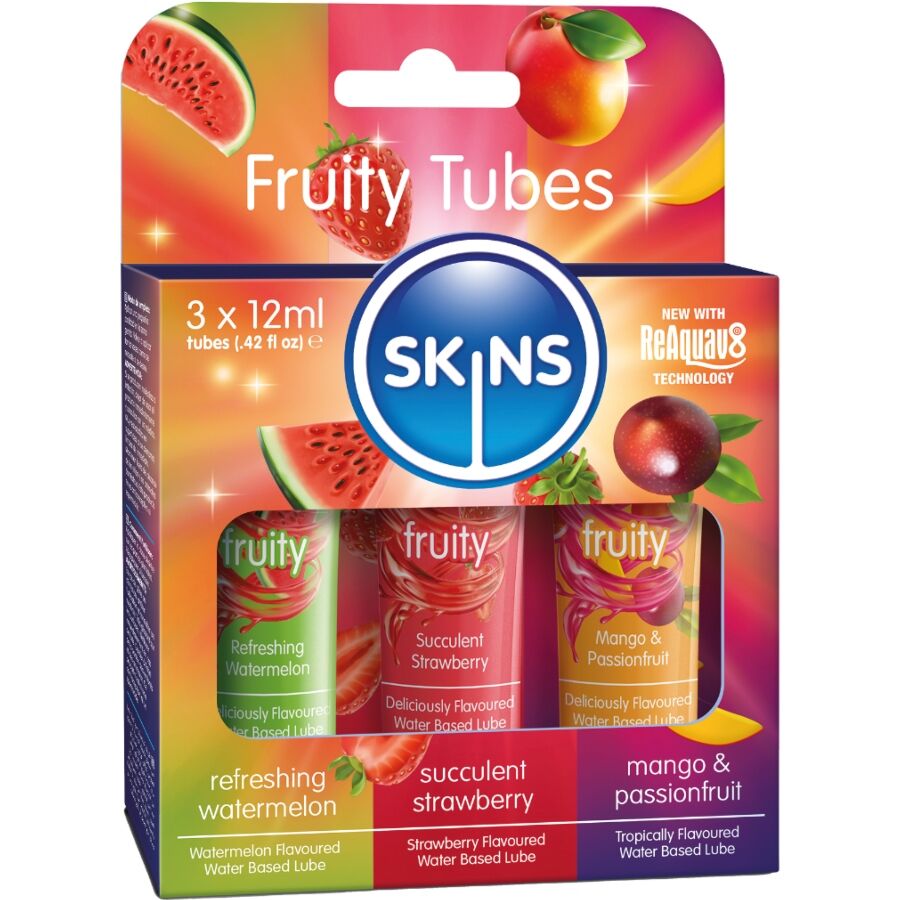 SKINS - FRUITY LUBES KIT WATERMELON, STRAWBERRY & MANGO LUBRICANTS 3 x 12 ML
