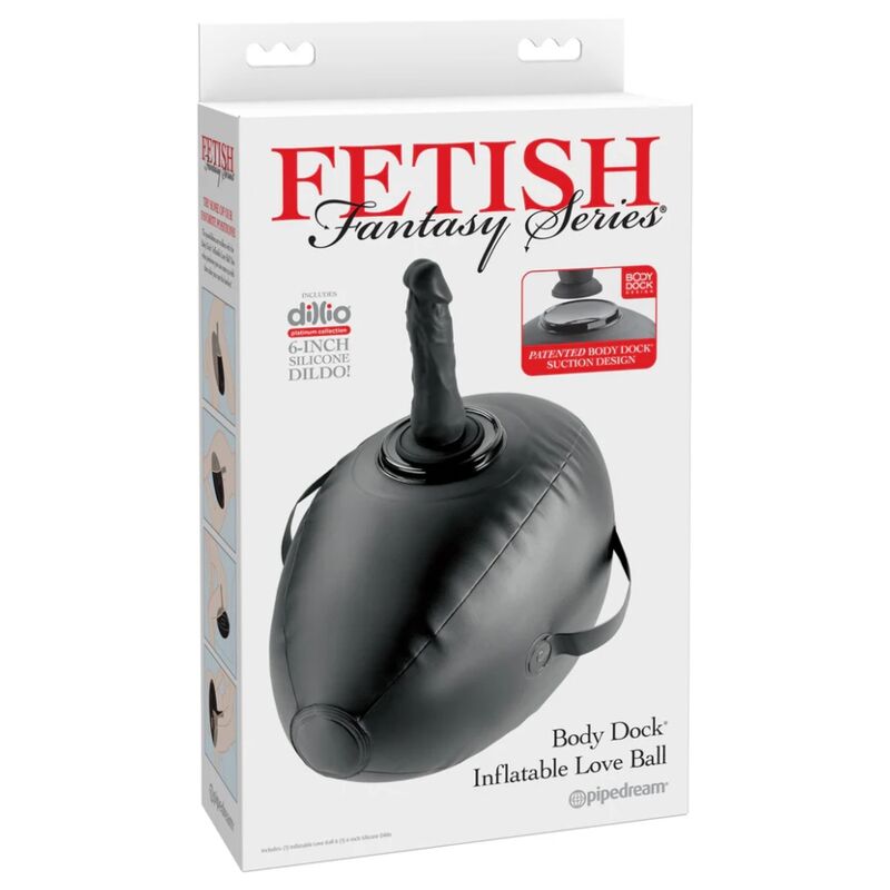 FETISH FANTASY SERIES – BODY DOCK Täytettävä Love Ball Dildolla Musta 41,9 cm