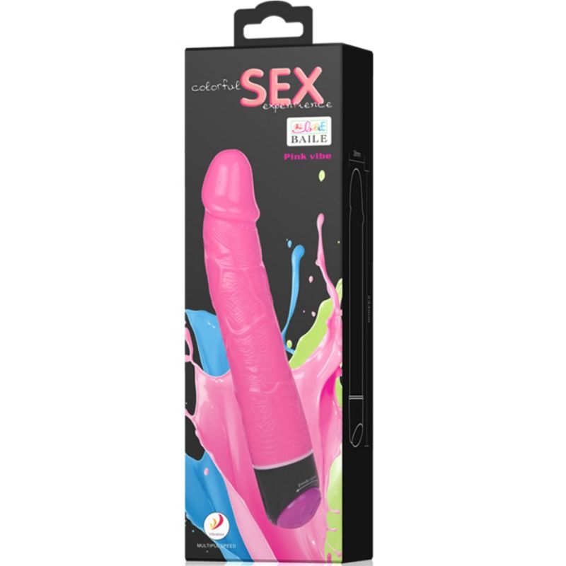 BAILE - Värikäs vibraattori dildo 23 cm, pinkki