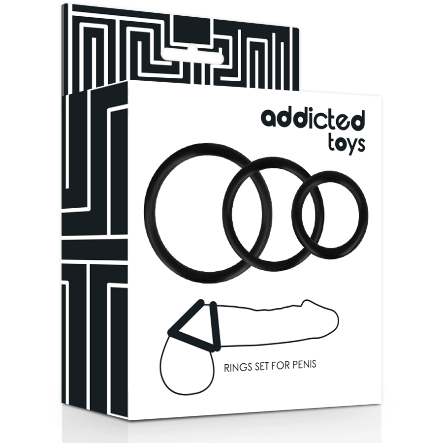 ADDICTED TOYS - Penisrenkaat 3 kpl, musta