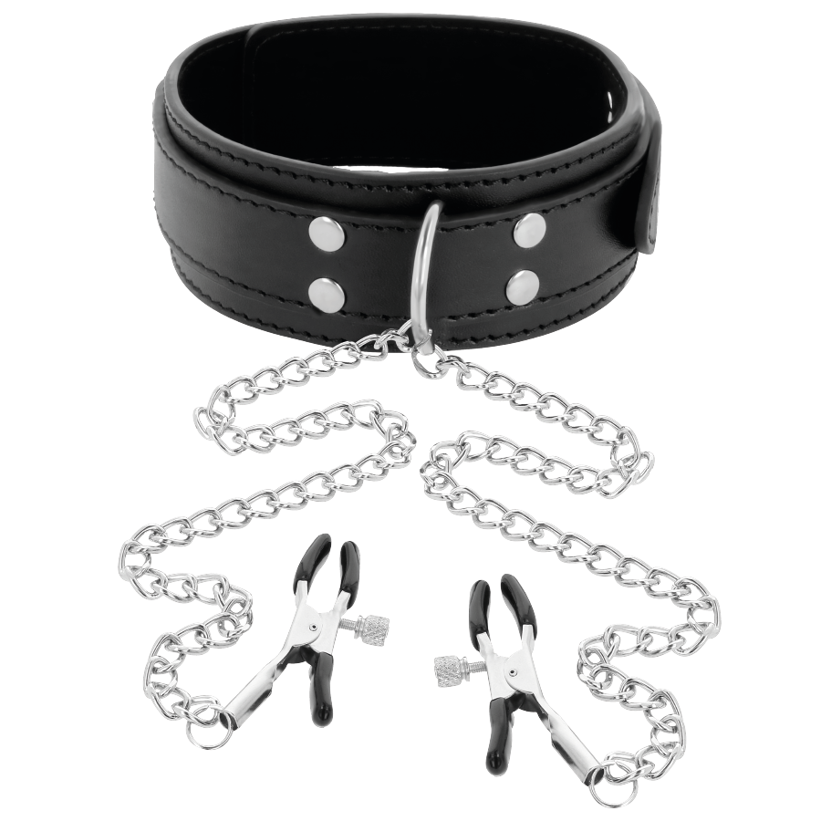 MÖRKER - HALSBAND MED NIPPELKLÄMMOR SVART