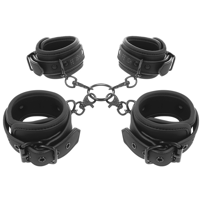 FETISH SUBMISSIVE - SET OF HAND AND ANKLE HANDCUFFS WITH NOPRENE LINING