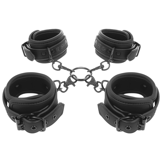 FETISH SUBMISSIVE - SET OF HAND AND ANKLE HANDCUFFS WITH NOPRENE LINING