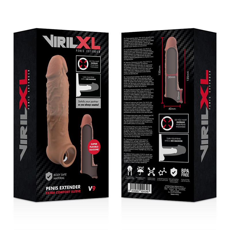 VIRILXL - Liquid Silicone V9 – ruskea penislisäke